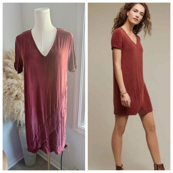 Anthropologie Dolan Left Coast Plunge Tunic Shirt Dress Small Casual Mini - Picture 1 of 9
